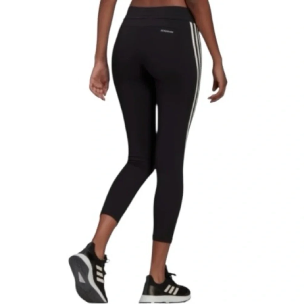 NWT adidas Aeroready Designed To Move‎ 7/8 Leggings Black White Stripes Size XS